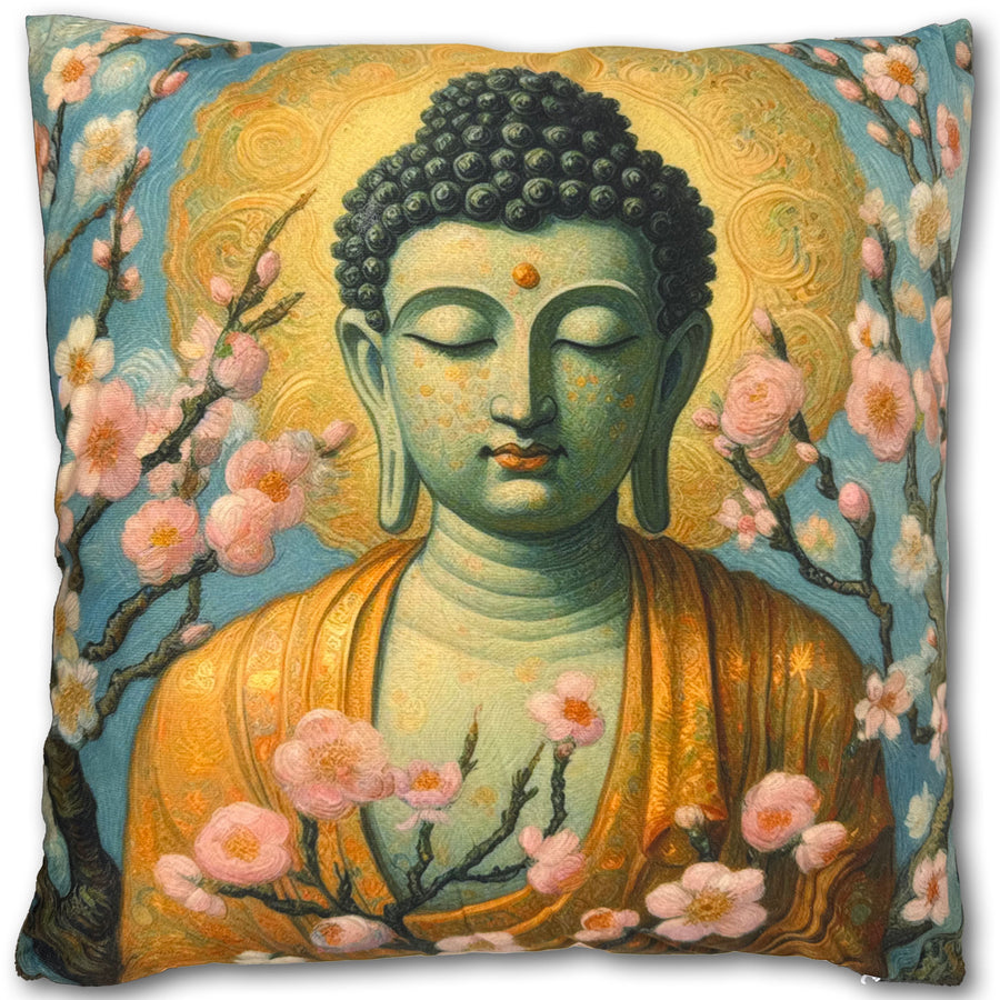 Buddha Díszpárnahuzat Cseresznyevirág Mintával
