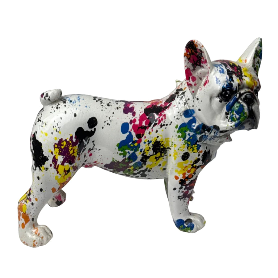 Francia Bulldog Pop Art Szobor (Festékfoltos Modern Stílus)