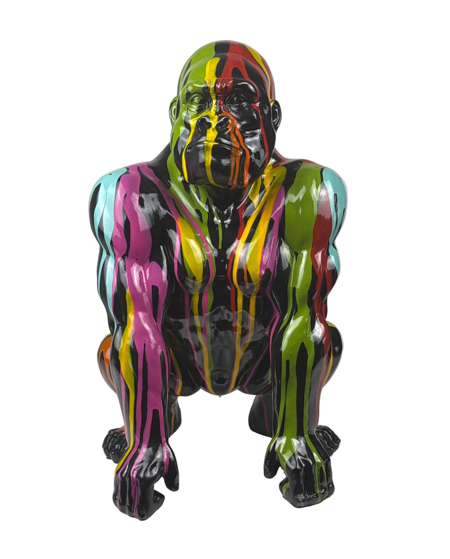 Pop Art Gorilla Szobor (Festékfoltos Modern Stílus)