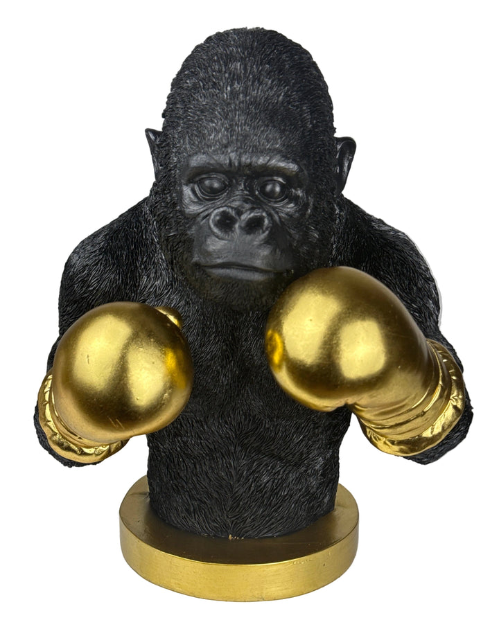 Boxoló Gorilla Szobor (Fekete-Arany Pop Art)