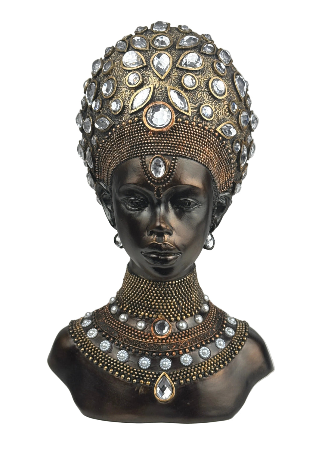 Fenséges Afrikai Királynő Mellszobor (Bronz Hatású)