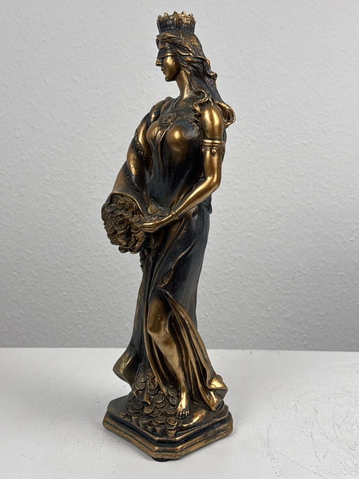 Fortuna Istennő Szobor – Görög Szerencseistennő (Antikolt bronz hatású)