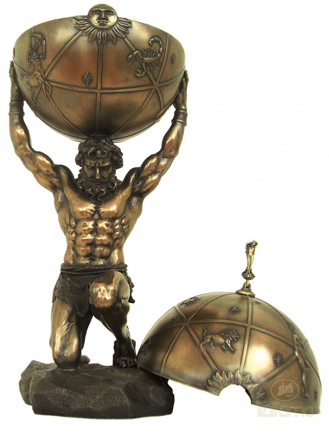 Atlasz a Mennyei Gömbbel Bronz Szobor (Nagy – Hidegen Öntött Bronz Szobor)
