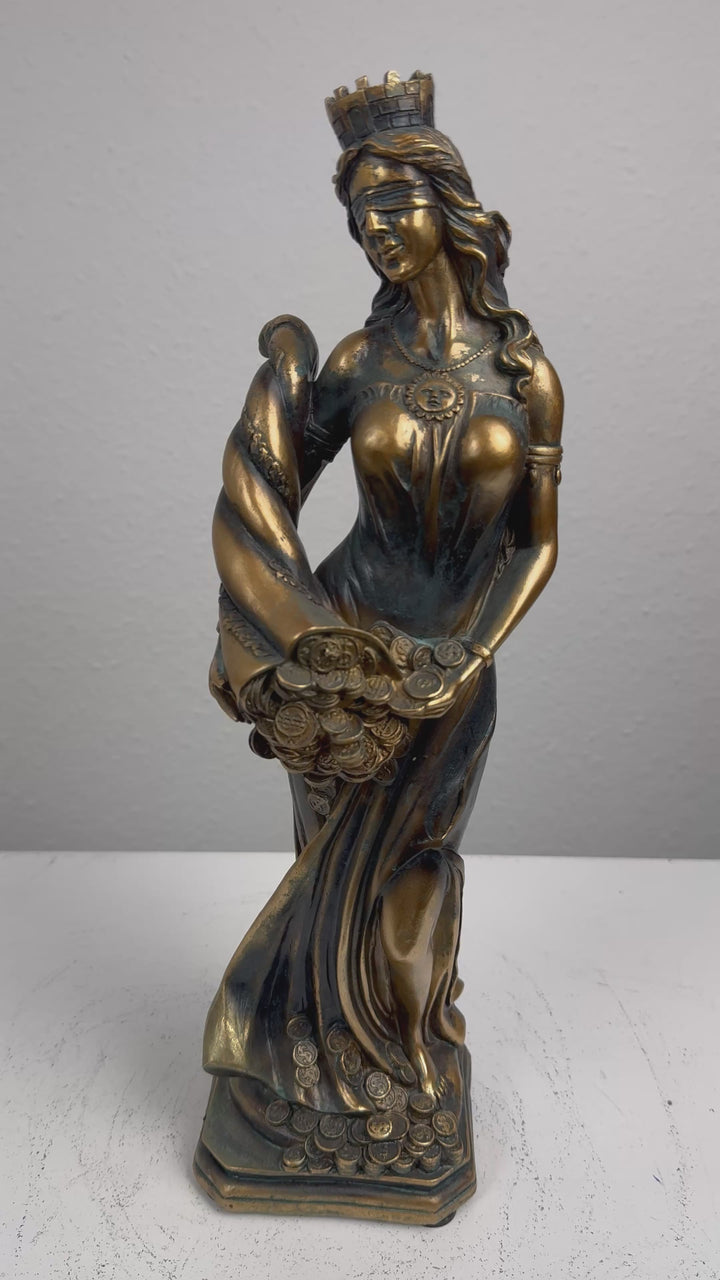 Fortuna Istennő Szobor – Görög Szerencseistennő (Antikolt bronz hatású)