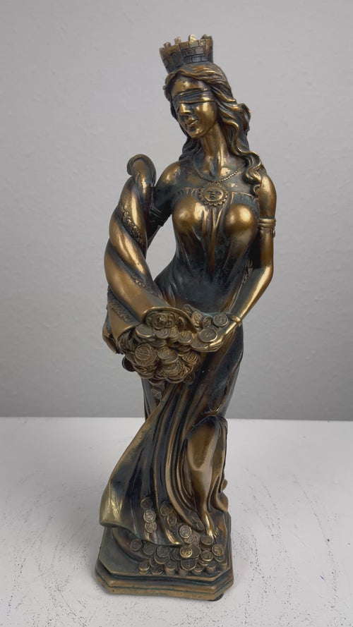 Fortuna Istennő Szobor – Görög Szerencseistennő (Antikolt bronz hatású)