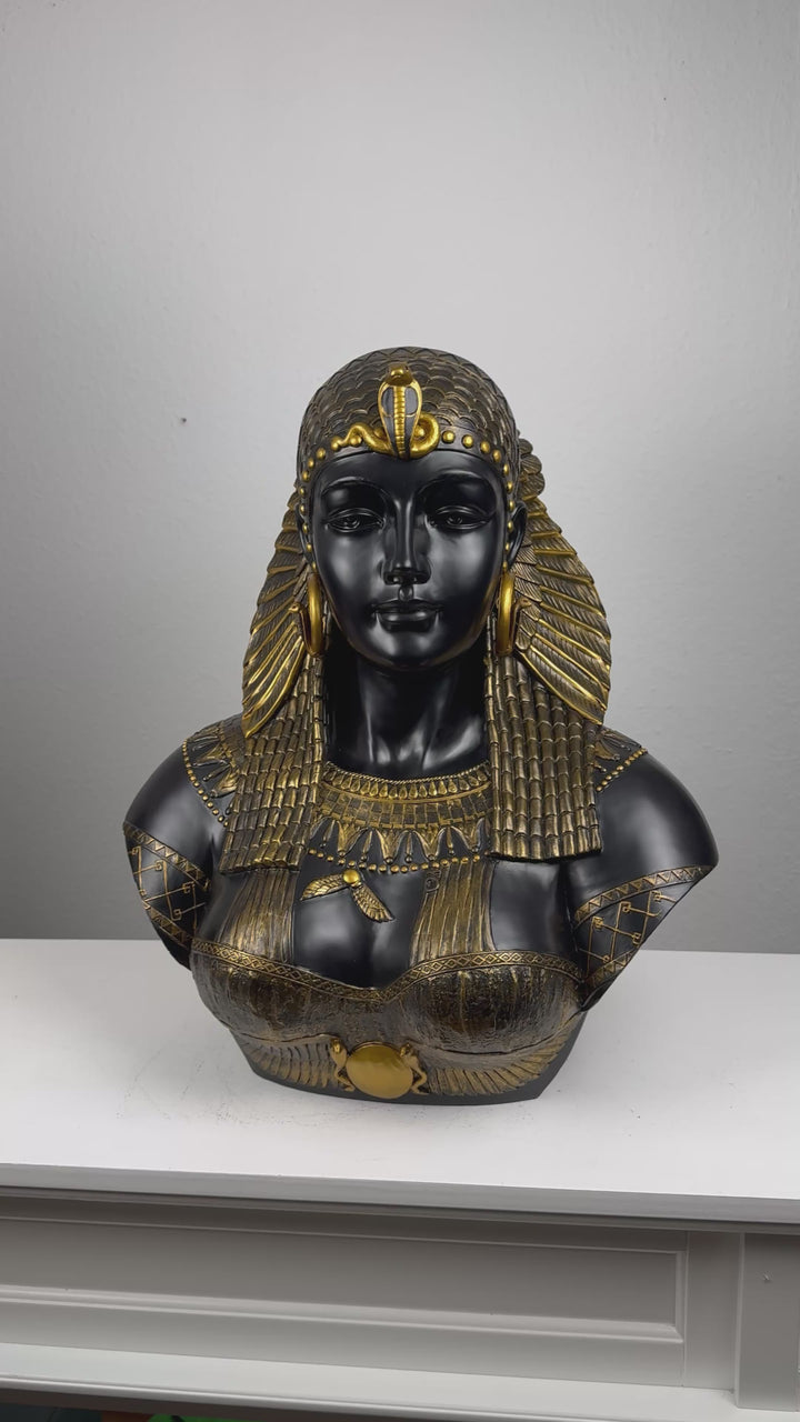 Kleopátra Mellszobor – Egyiptomi Királynő (Fekete-Arany)