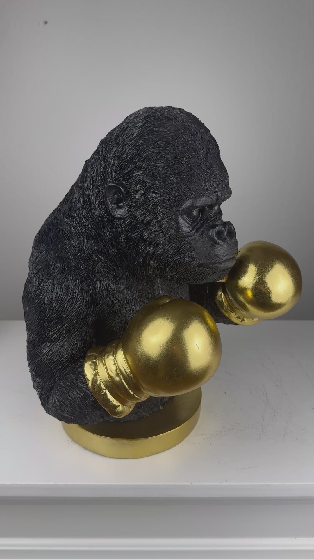 Boxoló Gorilla Szobor (Fekete-Arany Pop Art)