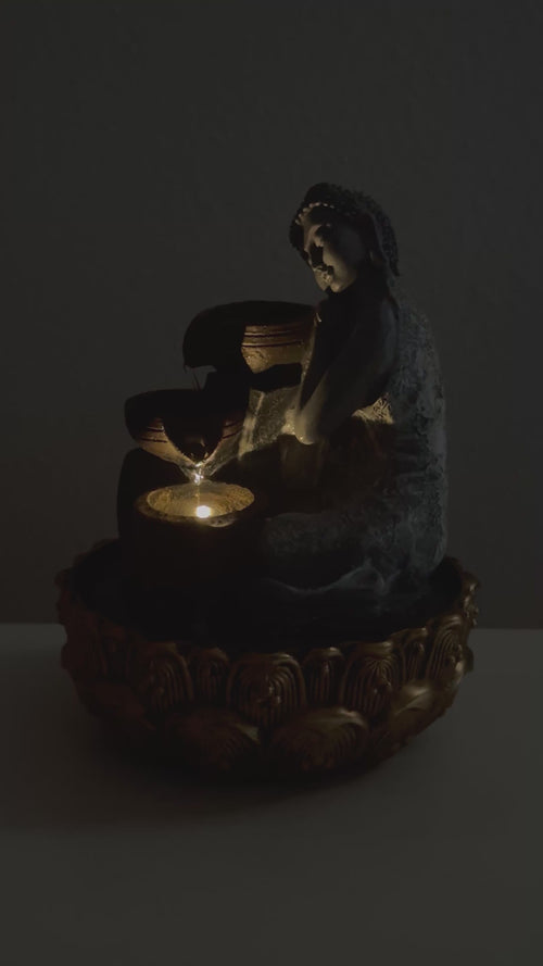 Buddha Beltéri Szökőkút – Zen Nyugalom Fénnyel és Vízzel