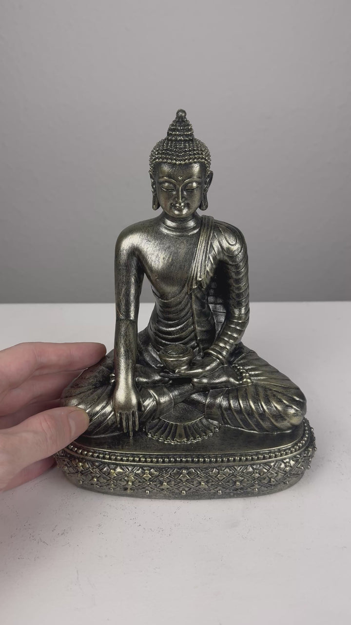 Meditáló Buddha Szobor (Bronz Hatású)