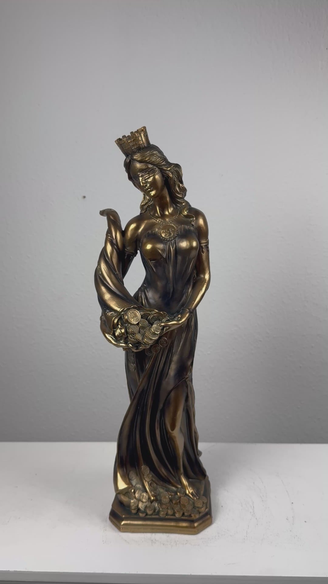 Fortuna Istennő Szobor – Görög Szerencseistennő (Nagy, antikolt bronz hatású)