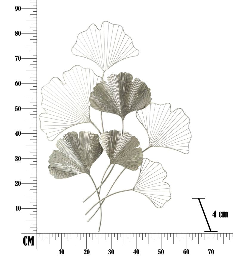 Ezüst Virág & Levél Fali Dekoráció (Modern Szobor)