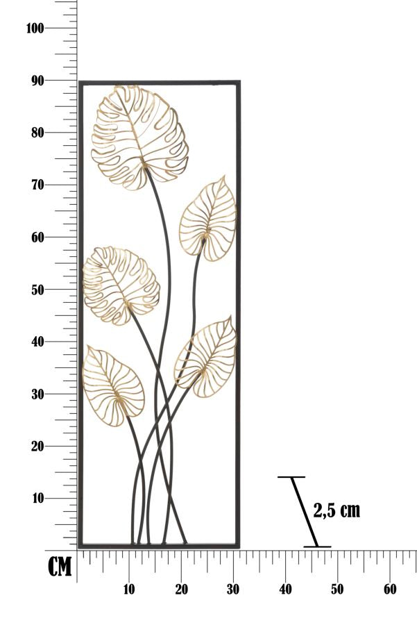 Arany & Fekete Fém Pálma Levél Fali Dekoráció (Modern Szobor)